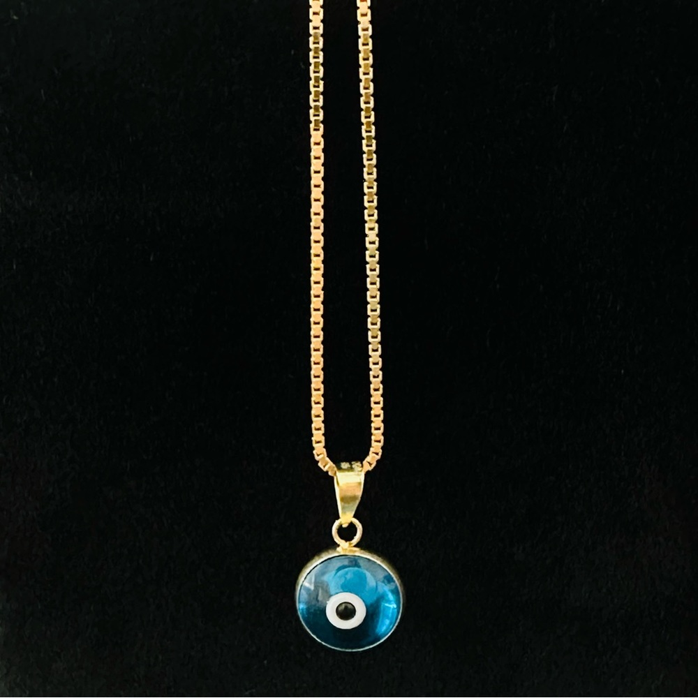 20" Real Gold Set 14K Solid Gold Box Chain $ 14K Gold eye pendant